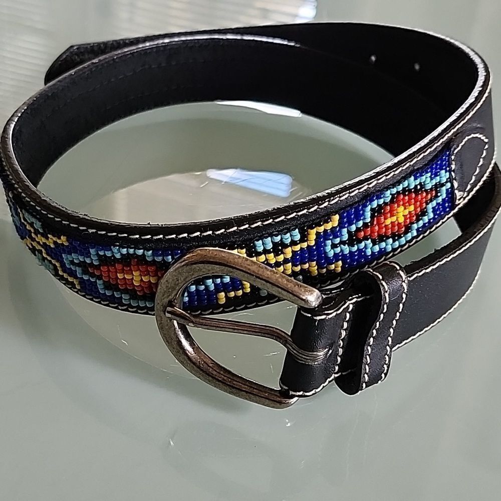 J. Crew Retro 70's Americana Western Boho Leather Belt‎ Size 33 (See Picture) - Picture 1 of 8